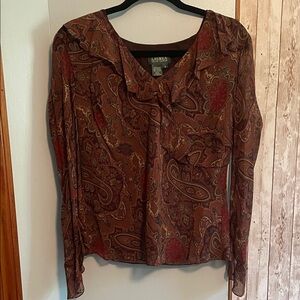 Lavender Brown Red and Brown Paisley Blouse